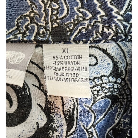 Utility Hawaiian Shirt Aloha Dragon Print Short Sleeve Button Up XL Cotton Rayon - Picture 4 of 7